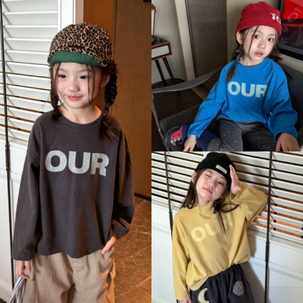 【80-130】長袖Ｔシャツ 女の子 英字 プリント シンプル