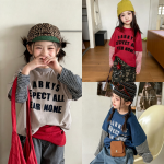 【80-130】長袖Tシャツ 女の子 レイヤード 英字 - 画像 (2)