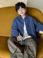 【90-160】シャツ 男の子 チェック 刺繍 おしゃれ