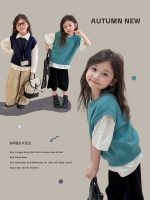 【100-170】ベスト 女の子 無地 シンプル 韓国風 - 画像 (2)