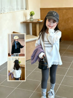 【100-170】長袖Ｔシャツ 女の子 レイヤード 英字 ゆったり