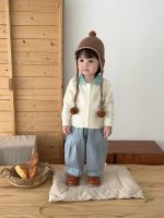 【73-120】セーターorパンツ 男の子 透かし 折り襟 ジャカード - 画像 (2)