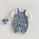 【73-100】 サロペットorロンT ベビー チェック 刺繍襟 - 画像 (5)