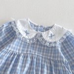 【66-90】ロンパース ベビー フリル襟 チェック - 画像 (5)