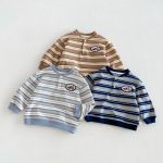 【80-130】長袖Tシャツ 男の子 ボーダー ワッペン - 画像 (2)