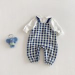 【73-100】 サロペットorロンT ベビー チェック 刺繍襟 - 画像 (6)