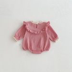 【66-90】ロンパース ベビー シボ生地 フリル襟 - 画像 (6)