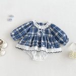【66-90】ロンパース ベビー レース フリル襟 フラワー刺繍 - 画像 (2)