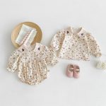 【66-100】ロンパースorブラウス ベビー 小花柄 丸襟 - 画像 (3)