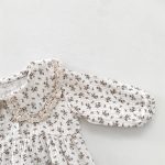【66-90】長袖ロンパース ベビー 小花柄 襟付き - 画像 (8)
