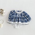 【66-90】ロンパース ベビー レース フリル襟 フラワー刺繍 - 画像 (5)