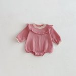【66-90】ロンパース ベビー シボ生地 フリル襟 - 画像 (5)
