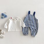 【73-100】 サロペットorロンT ベビー チェック 刺繍襟 - 画像 (7)