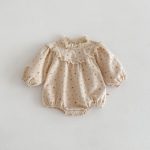 【66-100】ロンパース ベビー 小花柄 フリル襟 - 画像 (8)