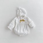 【66-100】ロンパース&帽子 ベビー 蝶結び レース - 画像 (4)