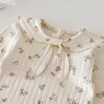 【80-90】ロンパース ベビー リボン結び 小花柄 - 画像 (9)