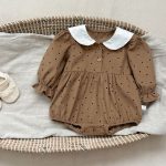 【66-100】ロンパース ベビー ドット 小花柄 - 画像 (10)