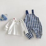 【73-100】 サロペットorロンT ベビー チェック 刺繍襟 - 画像 (8)