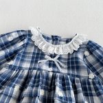 【66-90】ロンパース ベビー レース フリル襟 フラワー刺繍 - 画像 (6)