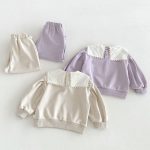 【80-130】セットアップ 女の子 刺繍 スクエアネック - 画像 (10)