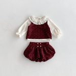 【66-100】セットアップ ベビー 花柄キャミ 丸襟 3点セット - 画像 (12)