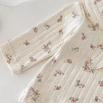 【80-90】ロンパース ベビー リボン結び 小花柄 - 画像 (10)