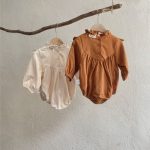 【66-90】ロンパース ベビー 花柄 刺繍 レトロ - 画像 (6)