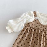【66-90】ロンパース ベビー 可愛い ドット パフスリーブ - 画像 (8)