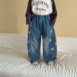 【80-150】パンツ キッズ デニム スター柄 - 画像 (4)