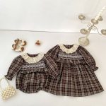 【66-130】ロンパースorワンピース ベビー レトロ チェック - 画像 (4)