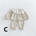 【73-100】セットアップ ベビー フリル襟 総柄 - 画像 (6)