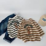 【90-140】長袖Tシャツ 男の子 クマ柄 ボーダー柄 - 画像 (4)