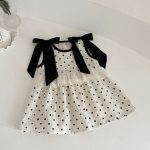 【73-100】ワンピースorセットアップ ベビー ドット柄 リボン - 画像 (7)