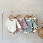 【66-90】ロンパース ベビー バイカラー くま ワッペン - 画像 (4)