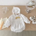【66-100】ロンパース&帽子 ベビー 蝶結び レース - 画像 (7)
