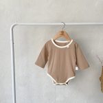 【66-90】ロンパース ベビー バイカラー くま ワッペン - 画像 (5)