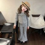 【80-140】セットアップ 女の子 ボーダー柄 フード付き ベルボトム - 画像 (4)