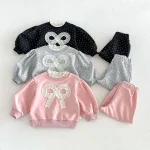 【80-130】セットアップ 女の子 リボン ドット - 画像 (5)