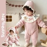 【66-90】オールインワン＆帽子 ベビー フリル襟 3色選べる - 画像 (5)
