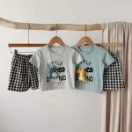 【80-120】セットアップ ベビー 恐竜 プリント かわいい - 画像 (14)