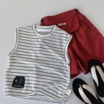 【90-140】タンクトップ キッズ ボーダー シンプル - 画像 (9)