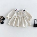 【73-110】ワンピース ベビー 折り襟 トレンド - 画像 (2)