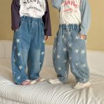 【80-150】パンツ キッズ デニム スター柄 - 画像 (6)