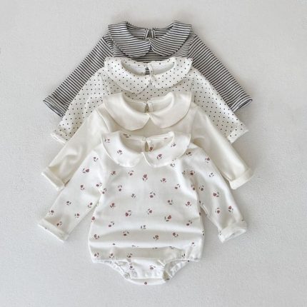 【66-90cm】長袖ロンパース ベビー コットン かわいい
