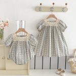 【66-130】ロンパースorワンピース ベビー 姉妹服 レトロ - 画像 (2)