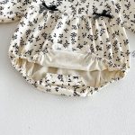 【66-90】ロンパース ベビー リボン付き レトロ 花柄 - 画像 (10)