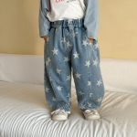【80-150】パンツ キッズ デニム スター柄 - 画像 (3)