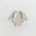 【66-90】ロンパース ベビー 熊柄ボーダー シンプル - 画像 (15)