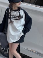 【120-170】長袖Ｔシャツ 女の子 プリント 配色 ラグラン