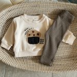【66-100】セットアップ ベビー 刺繍 ボーダー トレーナー レギンス - 画像 (9)